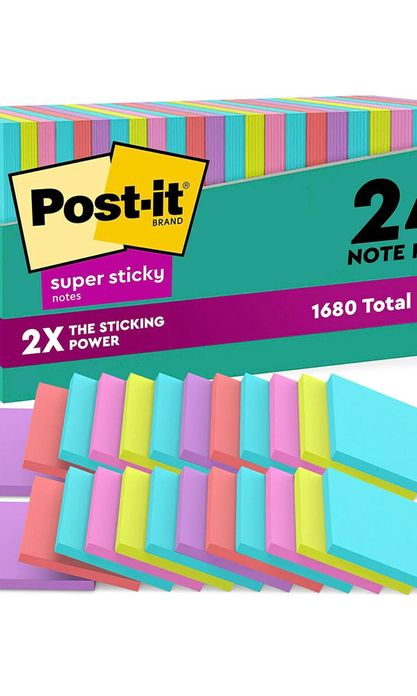 Post-it Super Sticky Notes, 24 Note Pads, School Supplies and Office Products