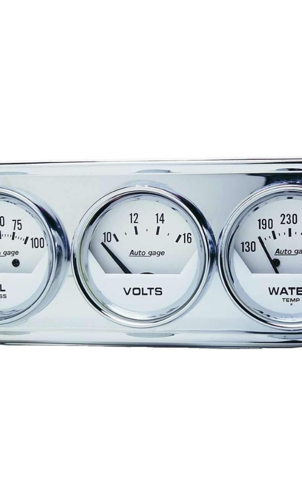 AUTO METER 2325 Autogage White Console Oil/Volt/Water Gauge